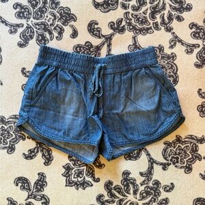 Women's Blue Denim Drawstring Shorts